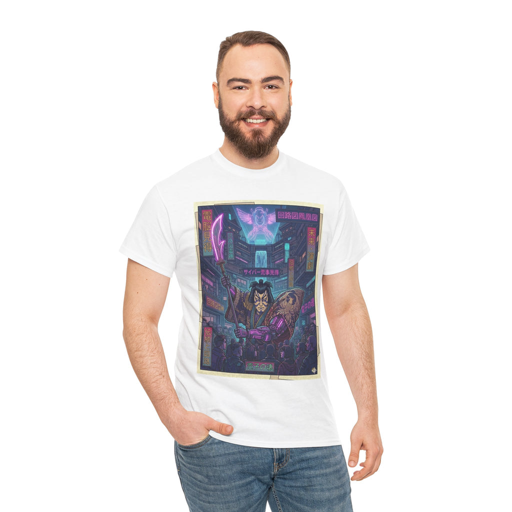 Cyberpunk Samurai T-Shirt — Neon Night Streets Graphic Tee - Japanese Streetwear T-Shirt | Tokyo Style X