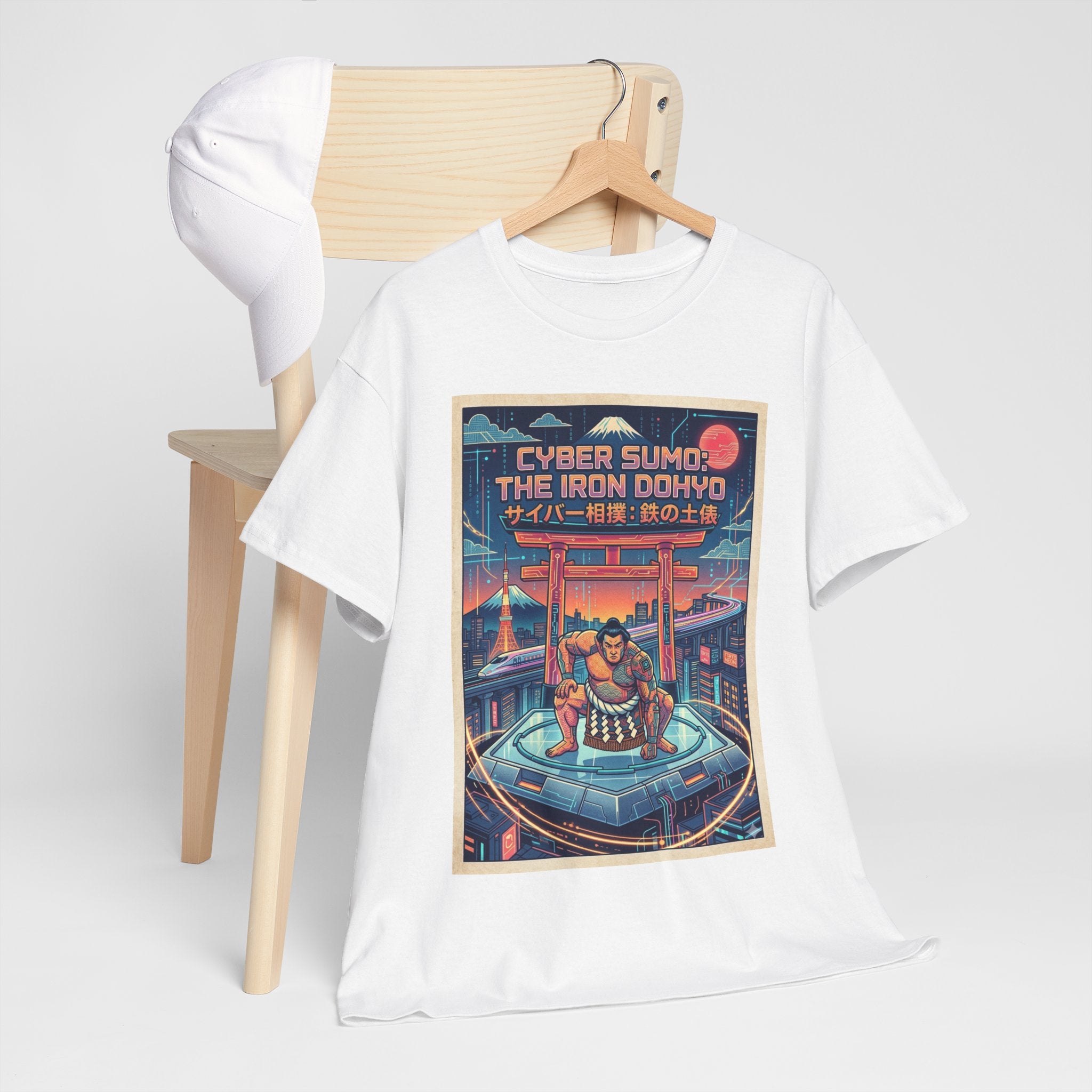 Cyber Sumo Tee — The Iron Dohyo Retro Futuristic Japanese Wrestling Graphic Shirt
